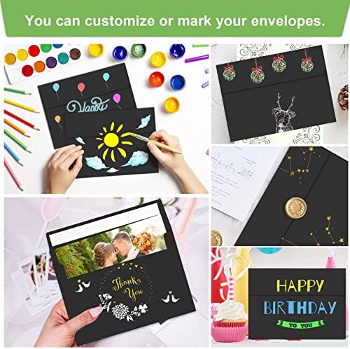 50 Packs 5x7 Envelopes, A7 5x7 Envelopes for Invitations, Printable Invitation Envelopes Self Seal for Weddings, Invitations, Photos, Greeting Cards, Mailing (Black) - Image 5