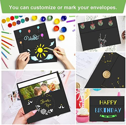 50 Packs 5x7 Envelopes, A7 5x7 Envelopes for Invitations, Printable Invitation Envelopes Self Seal for Weddings, Invitations, Photos, Greeting Cards, Mailing (Black) - Image 5