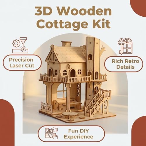 DIY 3D Wooden Puzzle House Kit, Wood Architectural Puzzle, Realistic House Building Model, Creative Home Decor, Ideal Gifts for Adults, Birthdays, Christmas & Special Occasions - Image 6