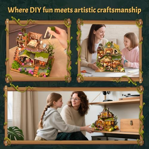DIY Miniature House Kit with LED Lights, Forest Adventure Wooden Mini House Building Kit for Adults & Teens, Creative Crafts for Women, Friends & Hobbyists - Image 3