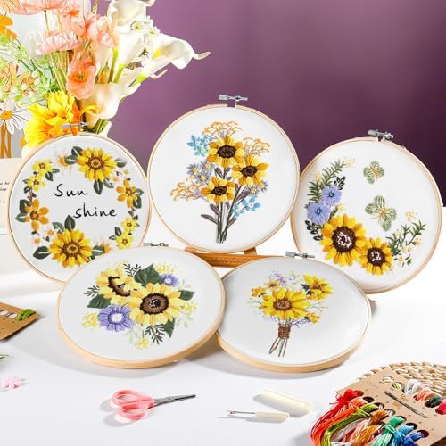 wtisan 5 Pack Embroidery kit for Beginners Adults DIY Starter Kit - Image 6