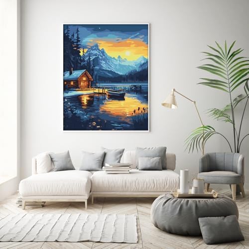 Possoco Paint by Numbers Kit for Adults Beginner, Landscape Easy Adult Paint by Number Kits on Canvas, DIY Acrylic Watercolor Oil Paint by Number for Adults Teens for Home Decor Gift 16x20 Inch - Image 2
