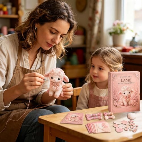 Pink Woodland Friends DIY Felt Patchwork Kit, Pastoral Wild Creatures Handicraft Activity, Manual Tailoring Bundle for Cute Ornament Shelf Décor Quilting Crafting Creative Gift Projects (Pink#F) - Image 3