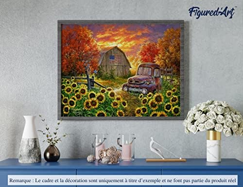 Figured'Art Paint by Numbers Kit for Adults Sunflowers in Front of The barn 16"x20" - Craft Art Painting DIY Kit Rolled Canvas Without Frame - Image 4