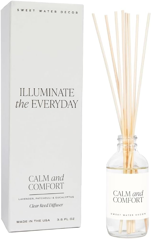 Sweet Water Decor Calm and Comfort Reed Diffuser Set | Lavender, Patchouli, Eucalyptus Spa Scented Diffusers | Air Freshener | Housewarming Gift | Aromatic Stress Relief