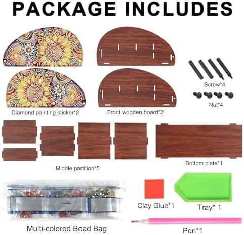 MVVMTOP Diamond Art Painting Organizer Box, DIY Sunflower Design Special Shape Diamond Partial Mosaic Handmade Making Kit Organizer Box, Modern Home Dining Living Room Table Top Decor Art Decoration - Image 3