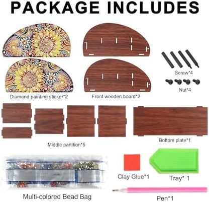 MVVMTOP Diamond Art Painting Organizer Box, DIY Sunflower Design Special Shape Diamond Partial Mosaic Handmade Making Kit Organizer Box, Modern Home Dining Living Room Table Top Decor Art Decoration - Image 3