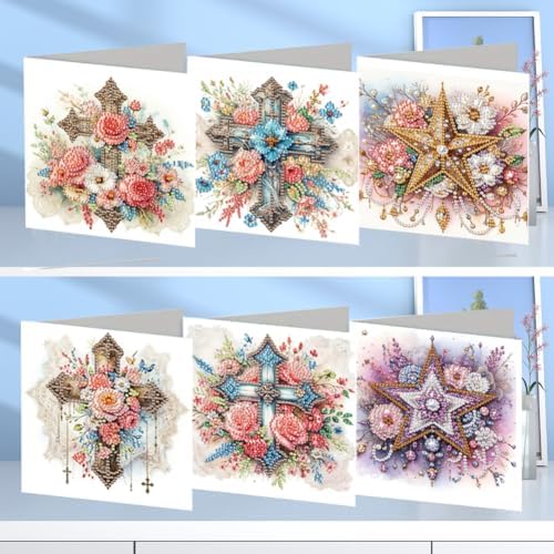 Diamond Art Cards with Envelopes–6PCS DIY Diamond Painting Greeting Cards Kit | Card Making Kit with Bling for Adults & Beginners | Birthday,Holiday & Thank You Cards (Belief) - Image 2