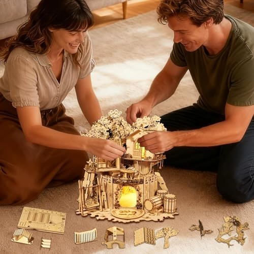 Music Park 3D Wooden Puzzles for Adults, Treehouse Light - Image 6
