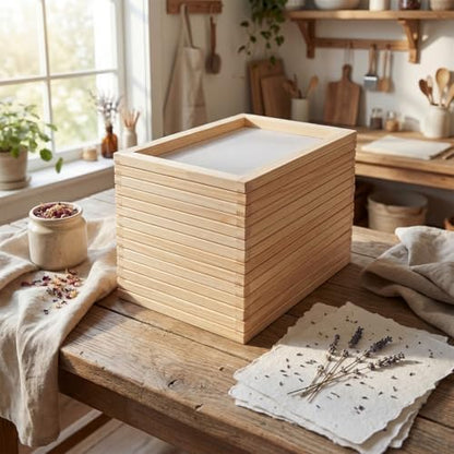 Leemeexaa 10pcs Wooden Paper Making Frame Kit 5 x 7 Inch Paper Making Screen Deckle for Paper Making Handmade Paper Making DIY Craft Classroom Handicraft Project Art Projects (10) - Image 6