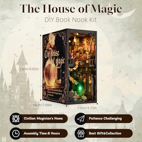 TOYQI Book Nook Kit for Adult, DIY Miniature Dollhouse Kit, Wizard's House - Image 2