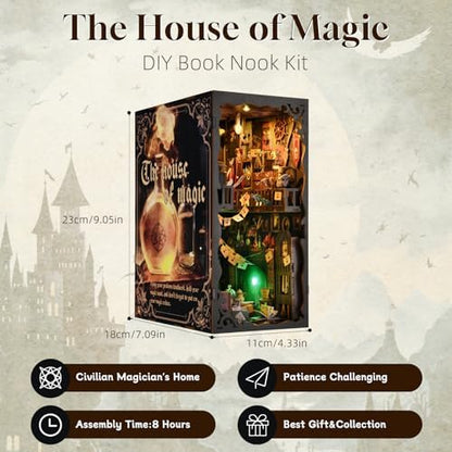 TOYQI Book Nook Kit for Adult, DIY Miniature Dollhouse Kit, Wizard's House - Image 2