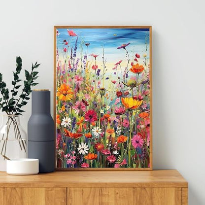 4 Pack Framed Paint by Numbers Kit for Adults Wildflowers with Wooden Easel - Image 7