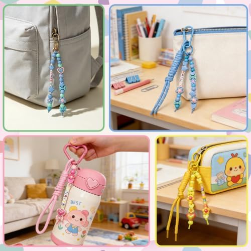 828 PCS Paracord Keychain Kit, Bead Keychain Kit for Making Bag Charms Kit - Image 4