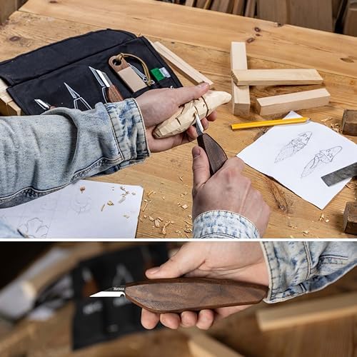 Hutsuls S.06 Wood Carving Knives Kit - Carver’s Choice Whittling Knives for Precision Work, Complete Beginners Whittling Wood Carving Knife Set, Master Craft Wood Whittling Kit for Beginners Kids - Image 4