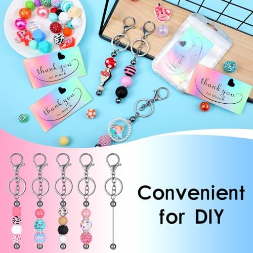 Sasylvia 60 Pcs Beadable Keychain Bars Bulk,Gun Black - Image 6