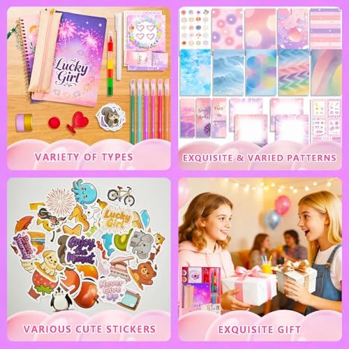 DIY Journal Kit for Girls Teen Tween Girl Gifts Trendy Stuff, Scrapbook Supplies Stationery Set, Stocking Stuffers, Art Crafts Kit - Ideal Gifts for 8 9 10 11 12 13 14 Year Old Girl - Image 5