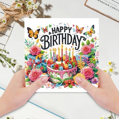 6PCS Diamond Art Painting Greeting Cards Kit, Birthday Themed DIY Card Making Set with Crystals and Envelopes, Creative Craft for Adults, Fun Party Activity and Personalized Gift - Image 4