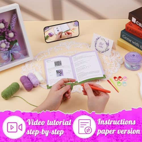 IMZAY Crochet Kit for Beginners Lavender Beginner Crochet Kit Photo Frame - Image 4