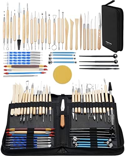 TEMONTIAN Clay Sculpting Tools for Pottery, Polymer & Air Dry Clay, 44 PCS by TEMONTIAN