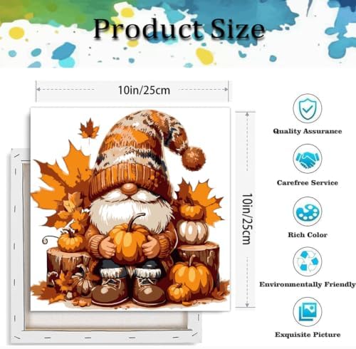 Fall Paint by Numbers Kit for Adults,Gnome DIY Paint by Number With Frame - Image 3