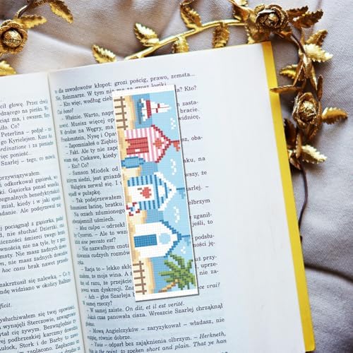 FREEBLOSS 6 Set Cross Stitch Bookmark Kits 8"x2.4" Summer Beach Scenery - Image 5