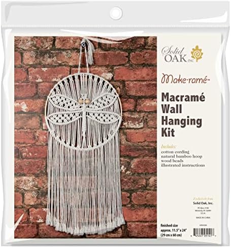 Solid Oak Macrame Wall Hanging Dragonfly - Image 3