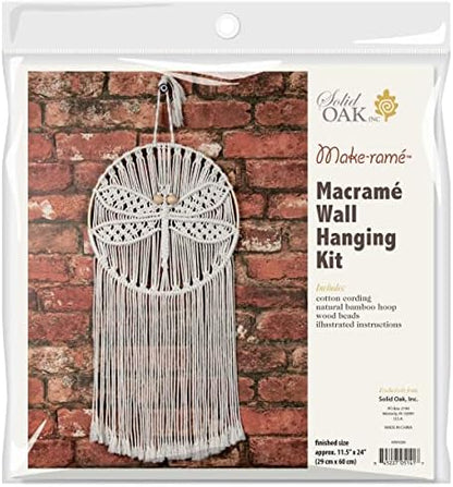 Solid Oak Macrame Wall Hanging Dragonfly - Image 3