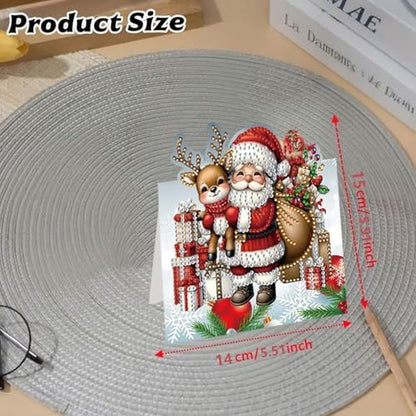 jinglinhh 8pcs Diamond Art Painting Christmas Santa Claus Greeting Cards with Envelopes, DIY Card Making Kits for Adults, Diamond Art Postcards Christmas Cards Craft Gifts - Image 2