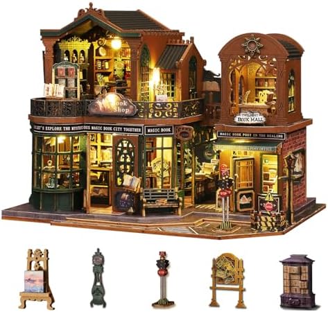 Plustopoy DIY Miniature House Kit, Bookshop Book Nook for Adults by Plustopoy