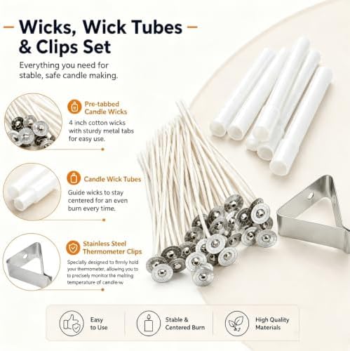 KQU Electric Wax Melting Pot with Thermomete & Wick Tools for Candle Making - Image 6