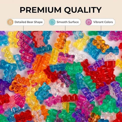 nikkiGuo 200 Small Bear Transparent Mixed-Color Beads. These Multi-Colored Bear Beads are Used in Bracelet-Making Kits, Hair braiding Handmade Accessories, Jewelry-Making handicrafts - Image 5