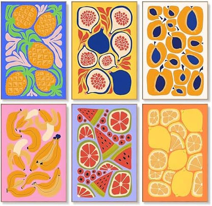 Offito 6 Pack Paint by Numbers Kit for Adults, Colorful Fruits, 8x12 Inch by Offito