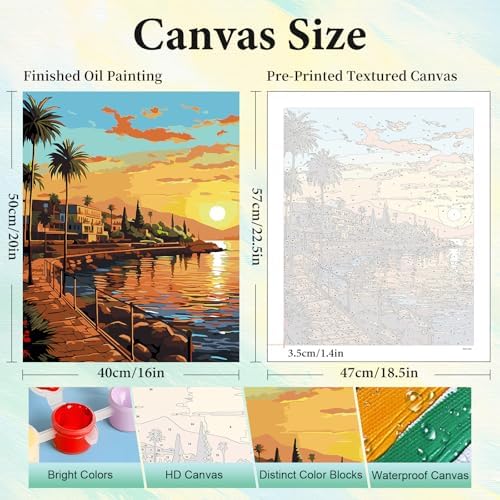 Paint by Numbers Kit for Adults, Sunset DIY Painting Kit, 16x20 Inch - Image 3