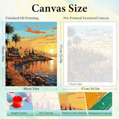 Paint by Numbers Kit for Adults, Sunset DIY Painting Kit, 16x20 Inch - Image 3