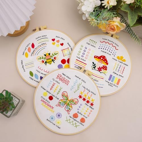Louise Maelys 3 Pack Embroidery Kit for Beginners Learn Basic Stitches DIY - Image 5