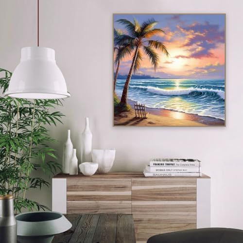 Paint by Numbers Kit for Adults,Beach DIY Paint by Number With Frame - Image 2