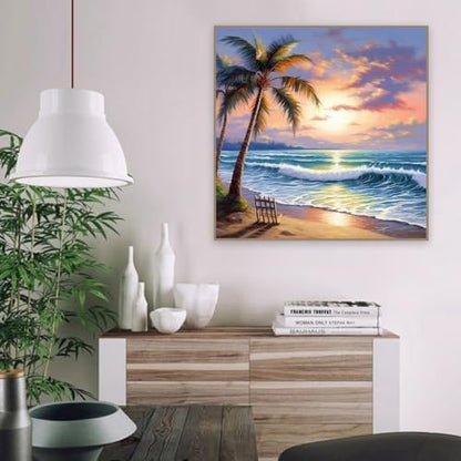 Paint by Numbers Kit for Adults,Beach DIY Paint by Number With Frame - Image 2