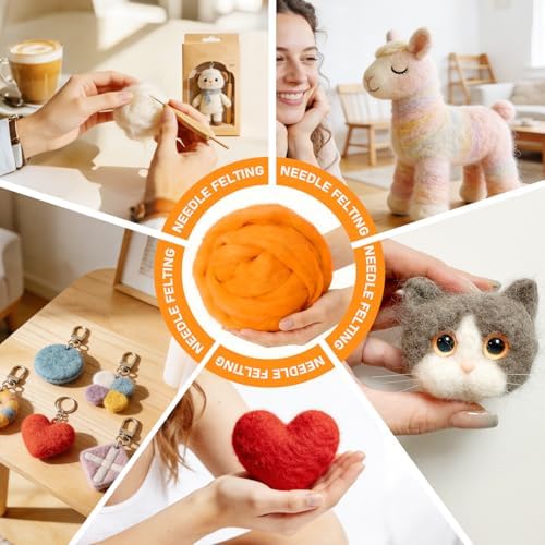 3.4oz Needle Felting Wool Sun Orange for DIY Needle Craft Enthusiasts - Image 5