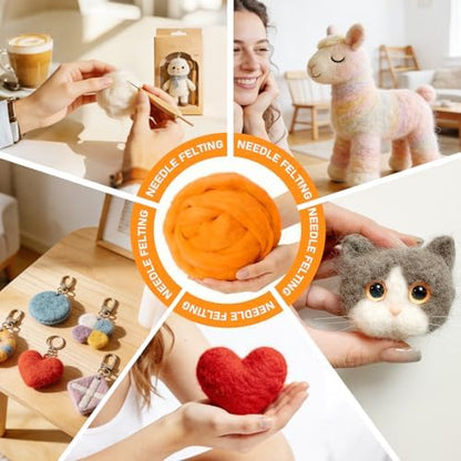 3.4oz Needle Felting Wool Sun Orange for DIY Needle Craft Enthusiasts - Image 5