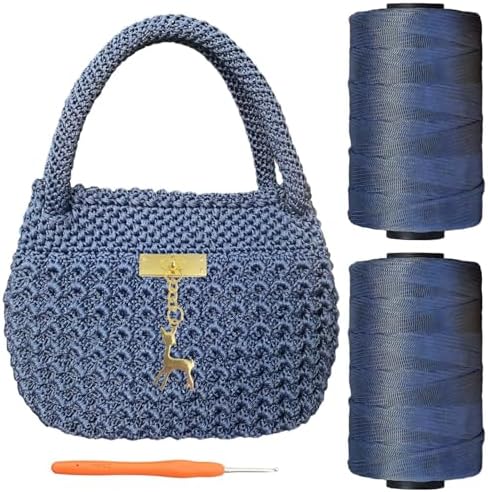 SHENJILL Phoenix Tail Bag Crochet Kit for Beginners Hand Bag Crochet Kit with Step-by-Step Videos and Written Instruction Crocheting Kits for Adults Easy Starter Yarn for Crocheting (Jeans Blue) by SHENJILL