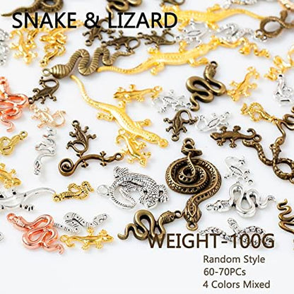 stino 100g Metal Pendant Charms for Jewelry Making, Bulk Silver & Gold Plated Charms for Braclet Necklace Crafts, Animal Plant Flower Pet and so on - Image 3