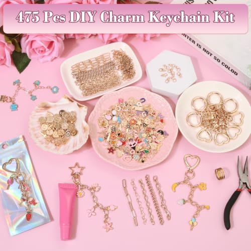 Modacraft 475 Pcs Gold Charms Lip Gloss Keychain Making Kit with Tool - Image 7