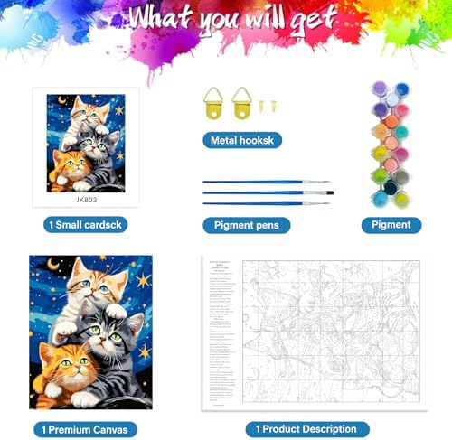 ZTOTZ Cat Paint by Numbers Kit for Adults, Animal Paint by Numbers Cats Kits, Kitten Painting by Numbers for Beginner,16x20 Canvas Set - Image 5