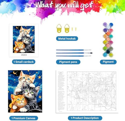 ZTOTZ Cat Paint by Numbers Kit for Adults, Animal Paint by Numbers Cats Kits, Kitten Painting by Numbers for Beginner,16x20 Canvas Set - Image 5