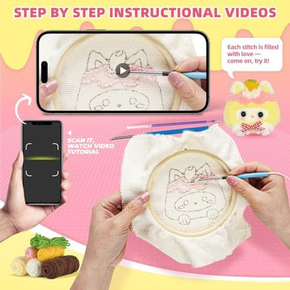 Punch Needle kit for Beginners,Embroidery kit for Beginners,Punch Needle Kits Adults Beginner,Including Printed Patterns, Needles, Easy to Follow Instructions, and Videos-Cat Family - Image 4