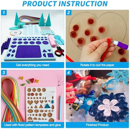 MECCANIXITY Paper Quilling Kit, 21.3 Inch 5mm Paper Quilling Strips with Blue Pen for Beginners DIY Hand Crafts Teaching Tools Flower Decoration(Light Yellow, Pack of 120) - Image 4