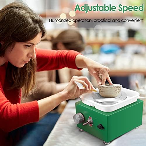 Mini Pottery Wheel Machine for Adults & Beginners, 2 Turntables (3.94" & 2.56") | 0-2000 RPM Adjustable Speed Pottery Machine Removable Splash Tray Ceramic Making Kit Includes 8 Sculpting Tools - Image 5