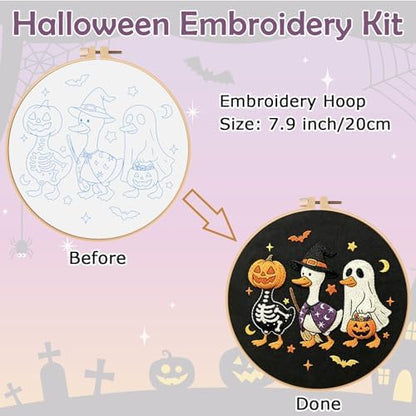Nuberlic Halloween Embroidery Kit for Beginners Adults DIY Needlepoint - Image 4