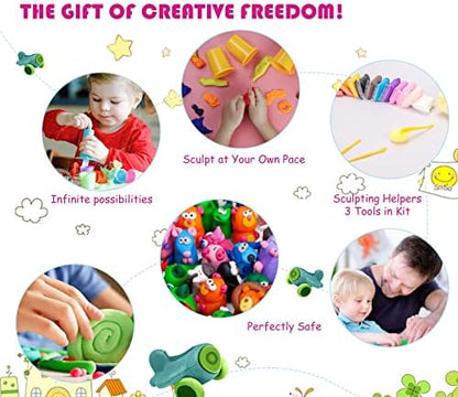 Air Dry Modeling Clay Kit - 24 Colors with 3 Sculpting Tools - Magic Foam Clay for Kids & Adults - DIY Molding Gift for Boys & Girls - Image 6